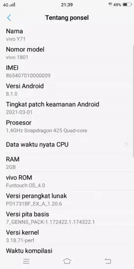 Hp Vivo Y71 Ram 2