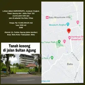 Dijual tanah lokasi strategis daerah wisata batu dekat jatim park 1&2