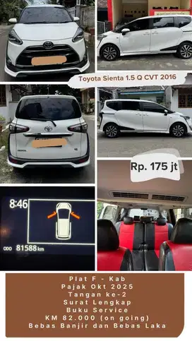 DIJUAL Toyota Sienta 1.5Q CVT 2016