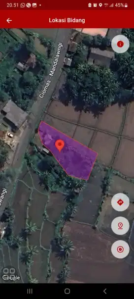 FS TANAH MANDALAWANGI 750M2 jl besar ciomas mandalawangi