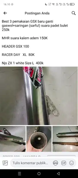 Knalpot best3 helm njs zx1 white