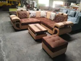 Sofa sudut+fub cokelat