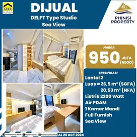 Dijual Apartemen DELFT tipe Studio dengan pemandangan Laut