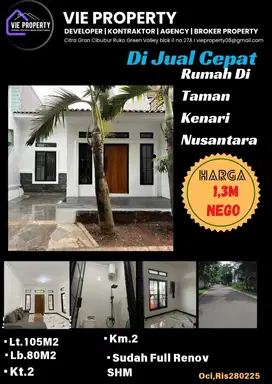 Di Jual Cepat Rumah Cantik Full Renov.  Kenari Nusantara  Cibubur.