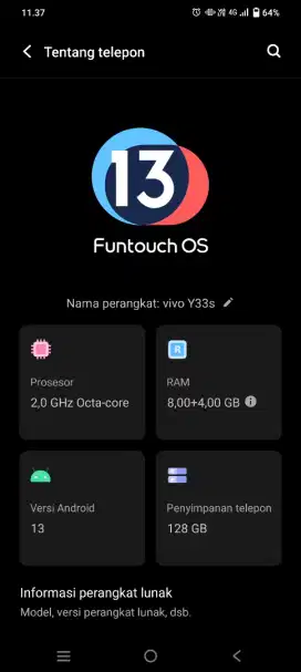 Vivo y33s RAM 8+4 mulus