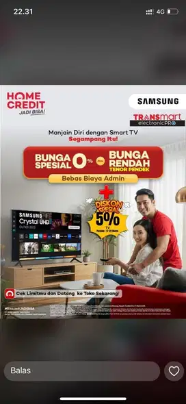 segampang itu mendapatkan merk TV Samsung LED di yabest electro prapto