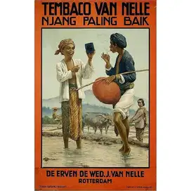 Antik tin box VAN NELLE SHAG TABAK dari zaman kolonial 1915