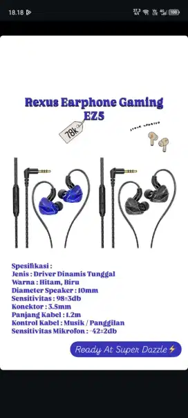 Headphone gaming rexus EZ5