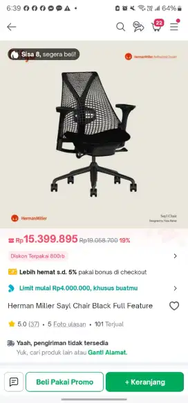 Jual Herman Miller Sayl kursi kantor terpopuler dan ternyaman di dunia