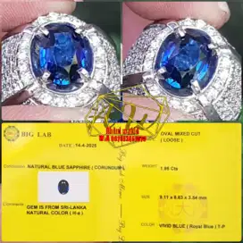 VIVID BLUE SAPPHIRE SRILANKA 1.95CARAT LUSTER CAKEP MATERIAL KRISTAL
