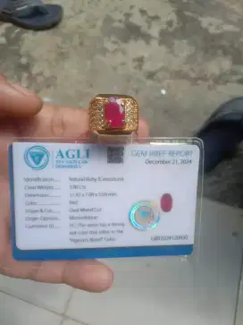 NATURAL RUBY (CORUNDUM) 
PIGEON'S BLOOD MOZAMBIQUE MEMO RING ALPAKA