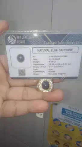 NATURAL BLUE SAPPHIRE SRILANKA HEATED 6.38 CRAT RING ALPAKA SUPER
