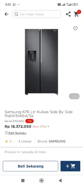 Samsung 676Ltr Kulkas Side Bye Side Rs64