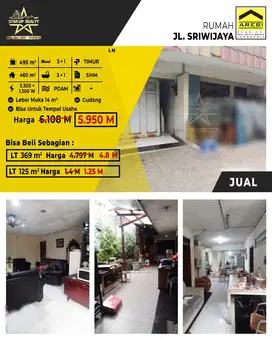 1,25 M Rumah jalan kembar sebelah jalan Sriwijaya tengah kota Bandung