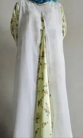 Gamis bunga satin tebal all size