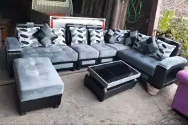 Sofa engkel dua abu hitam