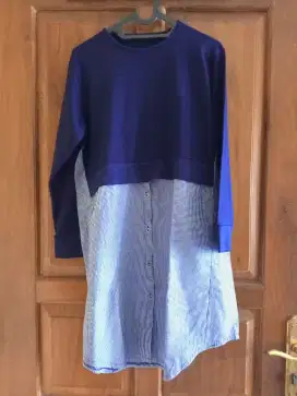 Sale tunik navy panjang wanita bagus murah aja
