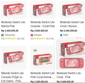 Nintendo switch lite Grey - pink coral (1 nitendo 5 kaset game)