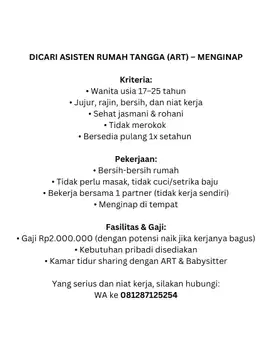 DIBUTUHKAN ART MENGINAP