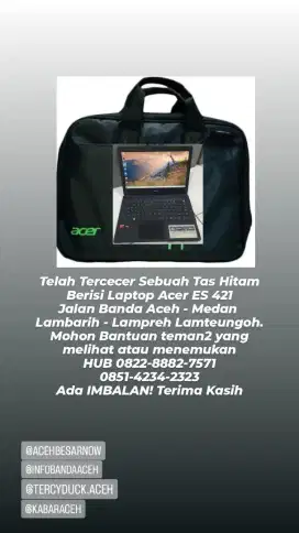 Laptop Hilang Mohon Jika ada yang Jual Laptop Seperti  Spek diatas