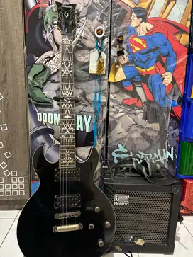 Gitar listrik schecter ori + roland cube 15x
