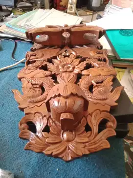 Blawong jati Ukir dudukan keris, jadul, lawas, detail