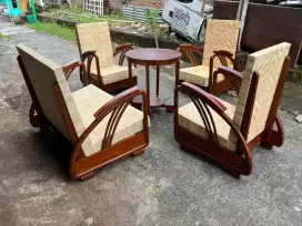 Kursi sedan pipa raja full jati lawasan art deco vintage