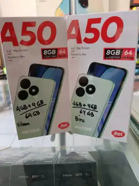 Itel A50 Ram 4GB+4GB/64GB,Baru,Segel Box,Garansi Resmi,Original