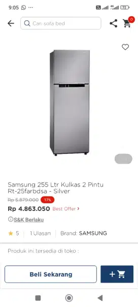 Samsung 255Ltr Kulkas 2Pintu Rt25Far