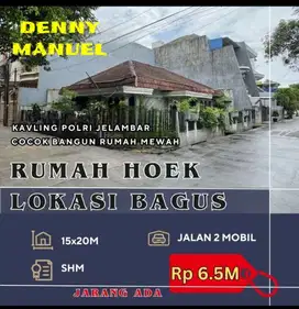 RUMAH HOEK LUAS 15 X 20M² KOMPLEK KAVLING POLRI JELAMBAR