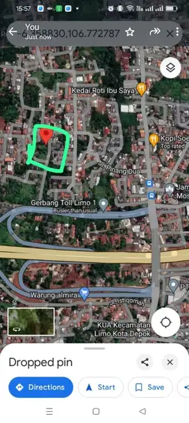 Jual Tanah SHM 1600 m jl pinang limo samping pintu tol