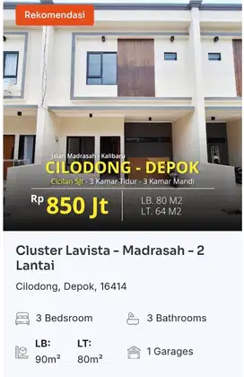 RUMAH BARU DI DEPOK - BISA KPR - BISA LANGSUNG HUNI