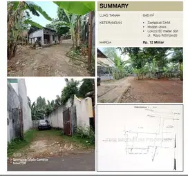 Jual Tanah 648 M2 di jl Tumaritis Cilandak Barat