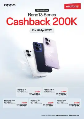 Cashback Oppo Reno 13 Series cuma sampai tanggal 20 aja