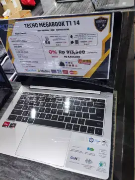 Cicilan bunga 0% laptop Tecno megabook T1 14
