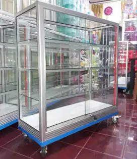 Etalase Panjang 1Mx1M Pake RODA BESAR & Kunci