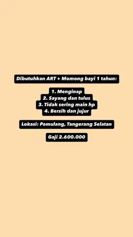 LOKER ART + Momong bayi 1 tahun