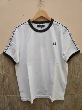 Fred Perry Taped Ringer White Tee