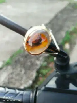 Batu anggur Baturaja motif gambar lawasan bersih ring titanium, via WA