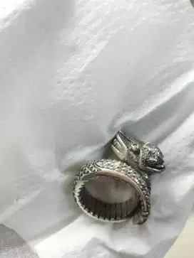 cincin antik naga berlian perak mulus