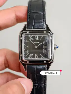 Cartier Santos Dumont Large SteeI Black Lacquer Dial WSSA0068