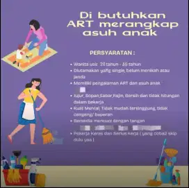 URGENT!!! DICARI ART MERANGKAP MENGASUH ANAK