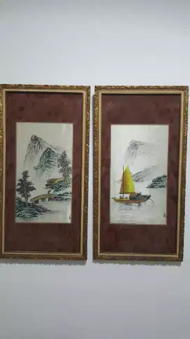 Lukisan pemandangan kain sutra