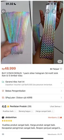 Stiker umpan stiker hologram stiker motor