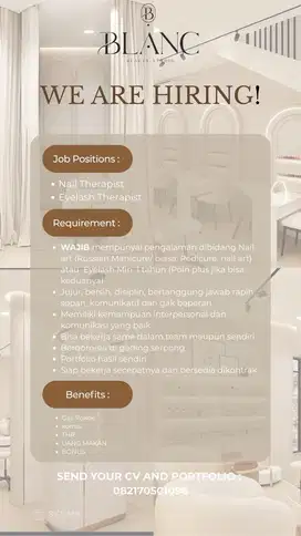 DICARI NAIL THERAPIST DAN EYELASH THERAPIST SEGERA DI GADING SERPONG