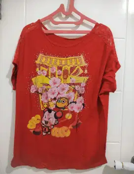 Preloved Kaos imlek wanita motif blink2