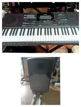 Satu paket keyboard & speaker aktif bunyi mantap