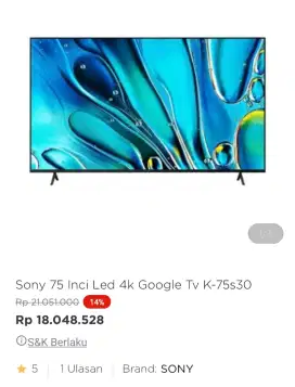Sony Bravia 3 led google tv 75 inci