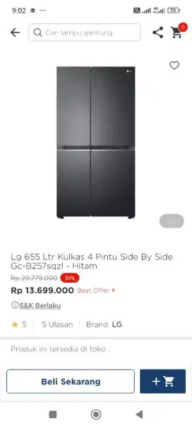 LG 655Ltr Kulkas 4Pintu Gc B257