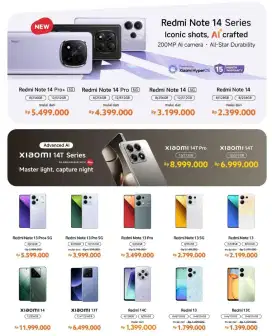 Xiaomi redmi note 14 series, cicilan tanpa dp tenor hingga 24 bulan